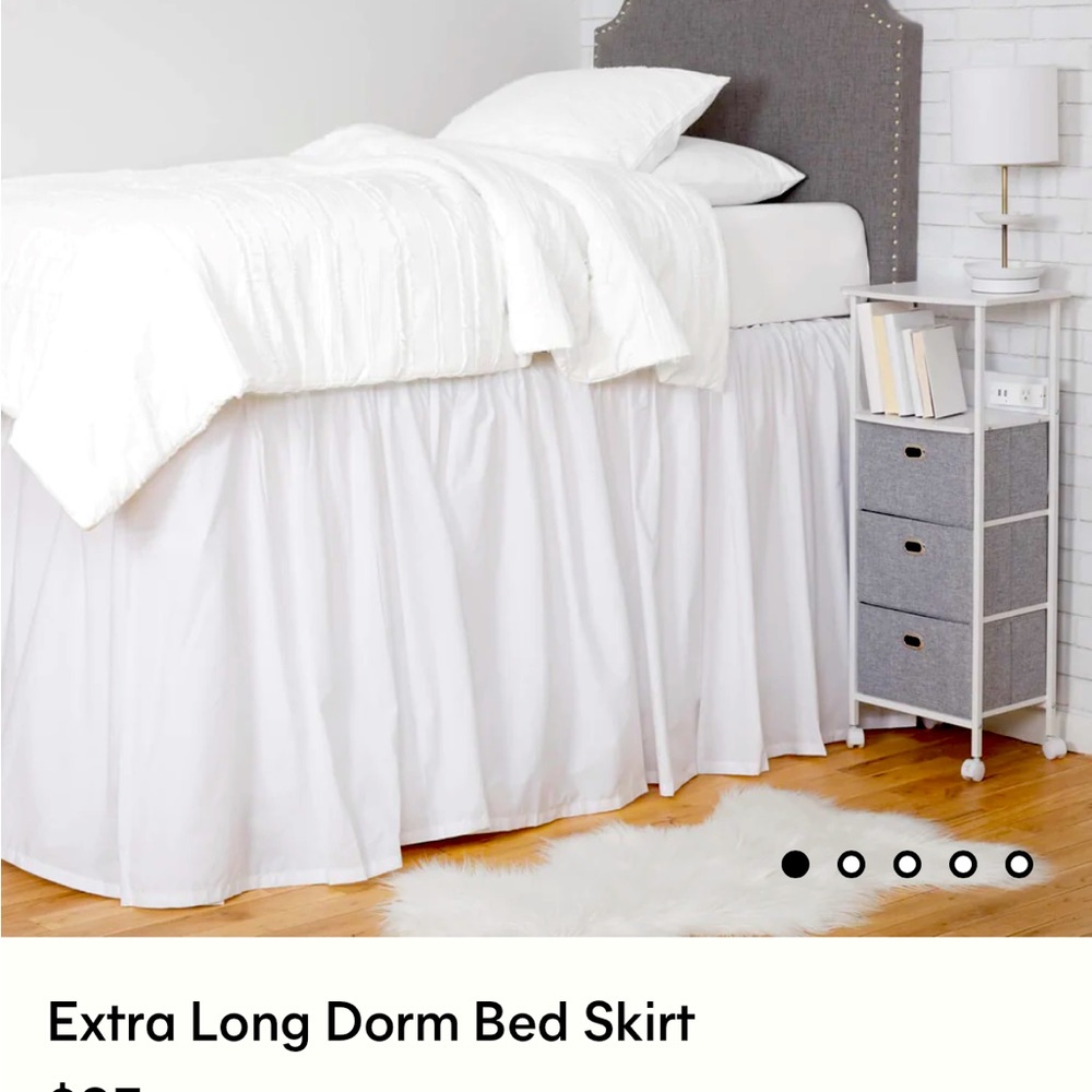 Dorm bedskirt white extra long Dormify Brand New in package 42”(1 available)